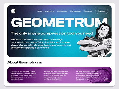 Geometrum - web app’s landing page design - desktop view adaptive branding brutalism design flat flat ui graphic design landing mobile responsive ui web web app