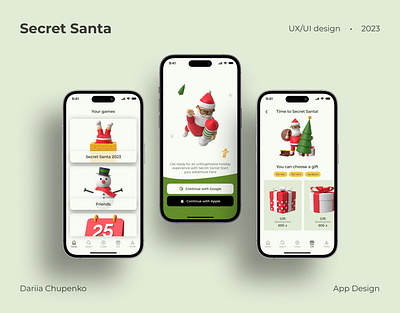 Secret Santa - Mobile App - UX/UI app app design christmas app mobile mobile app secret santa ui ui design ux uxui