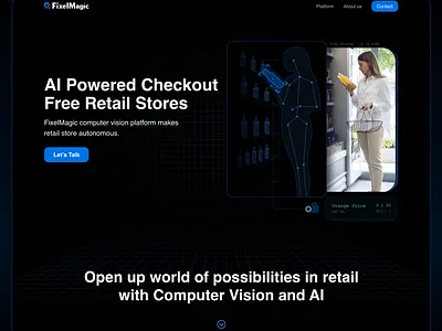 FixelMagic-Landing Page artificial intelligence computer vision dark mode landing page retail store website