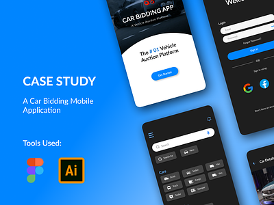 Car Bidding App adobe xd app beginner bidding app case study design expert figma framer research showcase ui uiux uizard ux