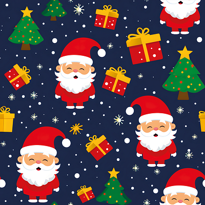 Santa Clause New Year seamless pattern illustration art cover design gift box gifts illustration new year new year tree notebook cover pattern santa claus seamless seamless pattern