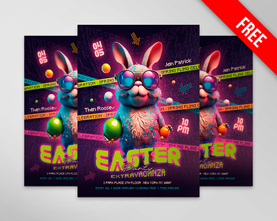 Free Easter Extravaganza Party Flyer PSD Template club flyer design easter flyer easter party flyer flyer design free freebie party flyer psd