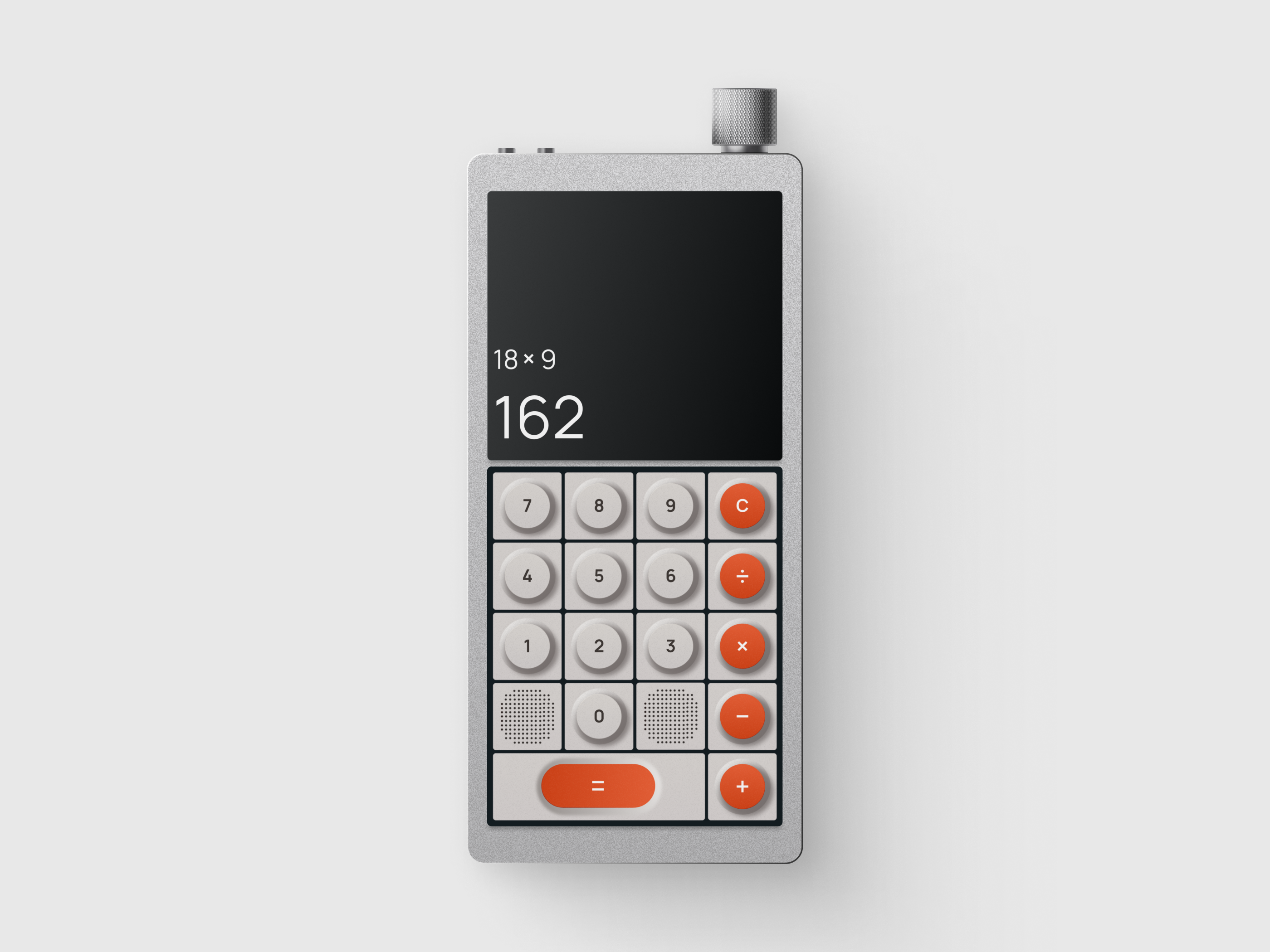 Teenage Engineering Style Calculator application branding calc calculator design engineering figma illustration maths op1 orange product product design sketch skeuomorphism teenage teenage engineering teenage tp1 ui
