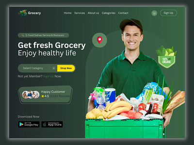 Online Grocery Shop Hero Section Design UI branding design ecommerce ecommercewebsite groceryshop landing page onlineshop ui ux web design