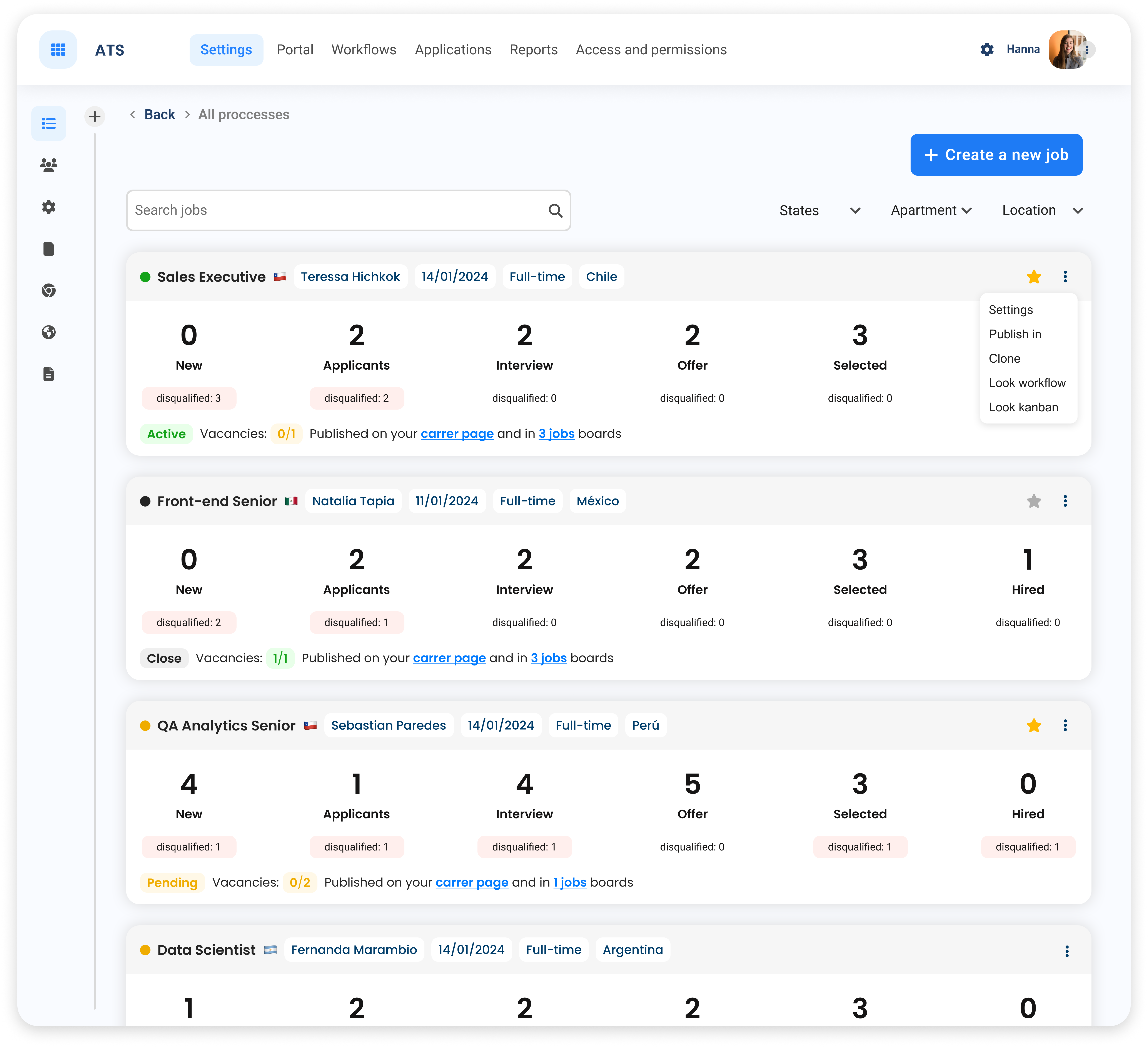 Hiring Software (ATS) - Jobs page human resources product design ui