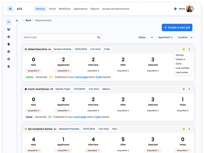 Hiring Software (ATS) - Jobs page human resources product design ui