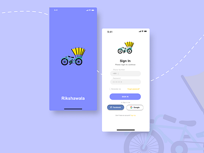 Rikshawala - Ride Sharing Login App app design graphic design ride sharing ui ux