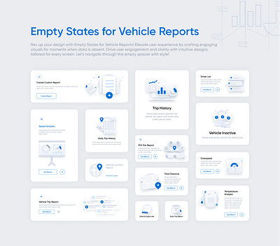 Empty States for Vehicle Reports empty states fleet management illustration place holders reports ui ux vehicle