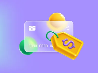 3D bank plastic card template with realistic Sale label tag 3d bank branding card design glassmorphism illustration plastic realistic sale transparent ui