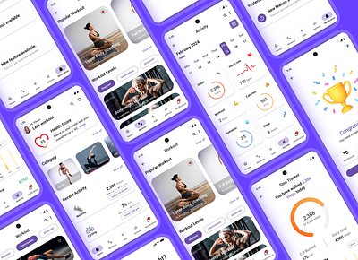 Fitness Tracker App app design figma fitness tracker app fitness app fitness tracking app ui ui design uiux ux design