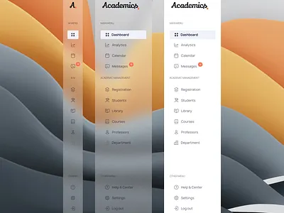Sidebar Navigation clean dashobard glass glass morphism menu minimal navigation product design saas secondary sidebar settings sidebar simple ui ux