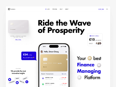 Finance tracking app Landing page design banking card digital product finance futura graphic design icon product design ui