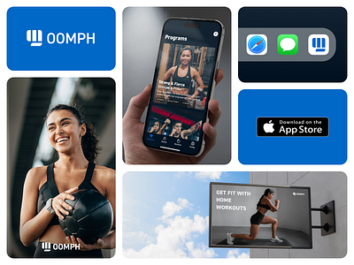 OOMPH - Home and Gym workout app branding graphic design logo ui