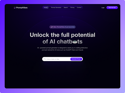 PromptVibes AI ai ai landing page ai landing page hero section artificial intelligence design hero section landing page ui web3 web3 design web3 landing page