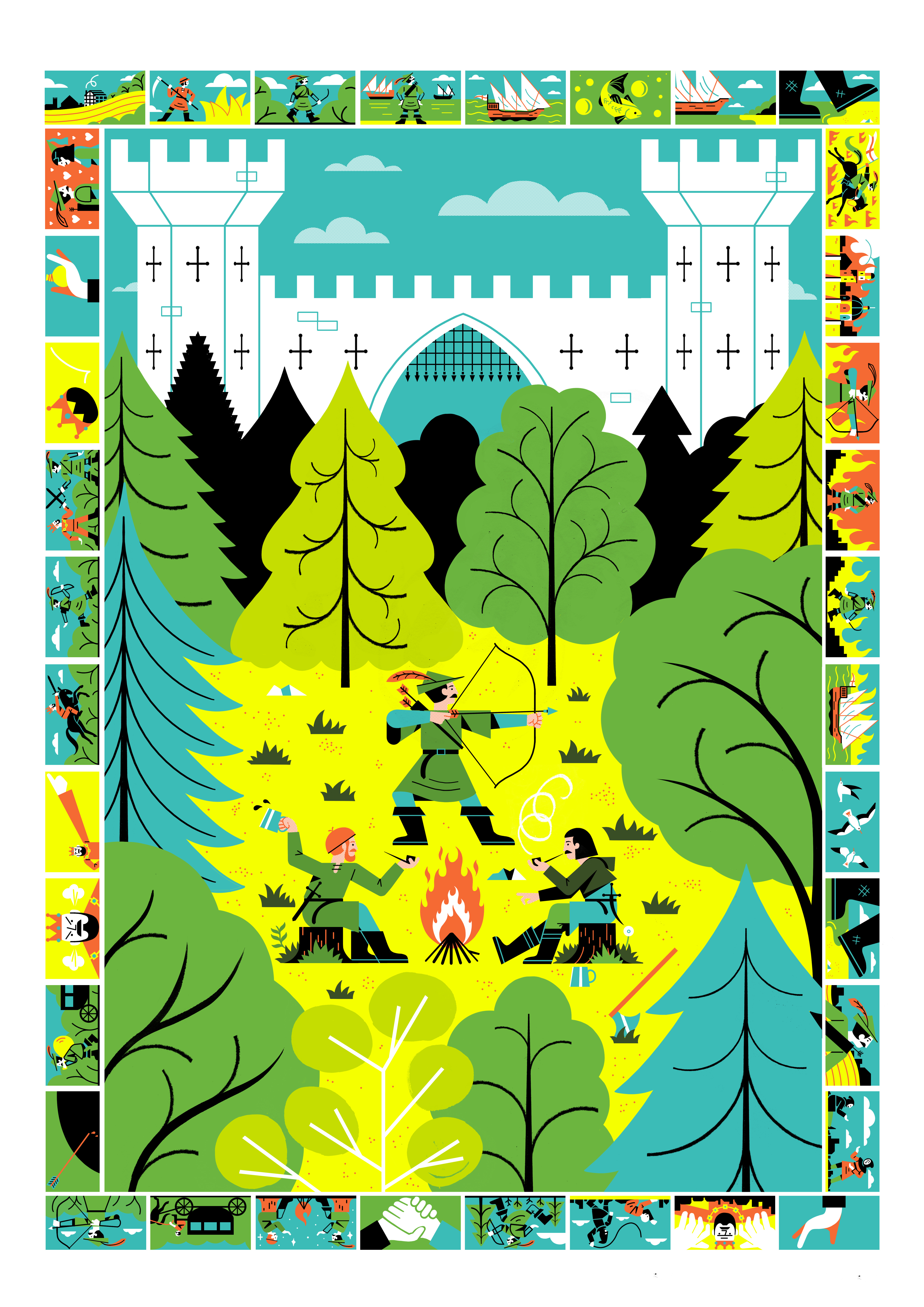 Robin Hood 2d adventure character digital flat folioart folklore illustration medieval michael driver print robin hood