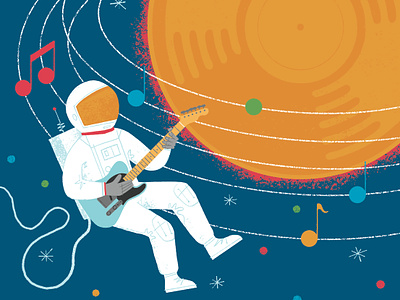 Serenading the Stars 2d character conceptual digital editorial flat folioart illustration music nick radford space symbols texture