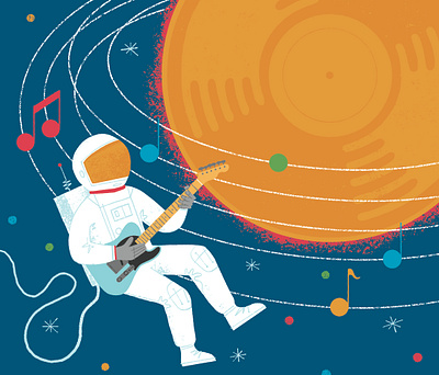 Serenading the Stars 2d character conceptual digital editorial flat folioart illustration music nick radford space symbols texture