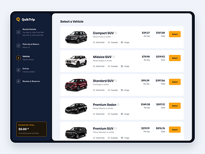 Car Rental Web App app car design interface rental ui ux web