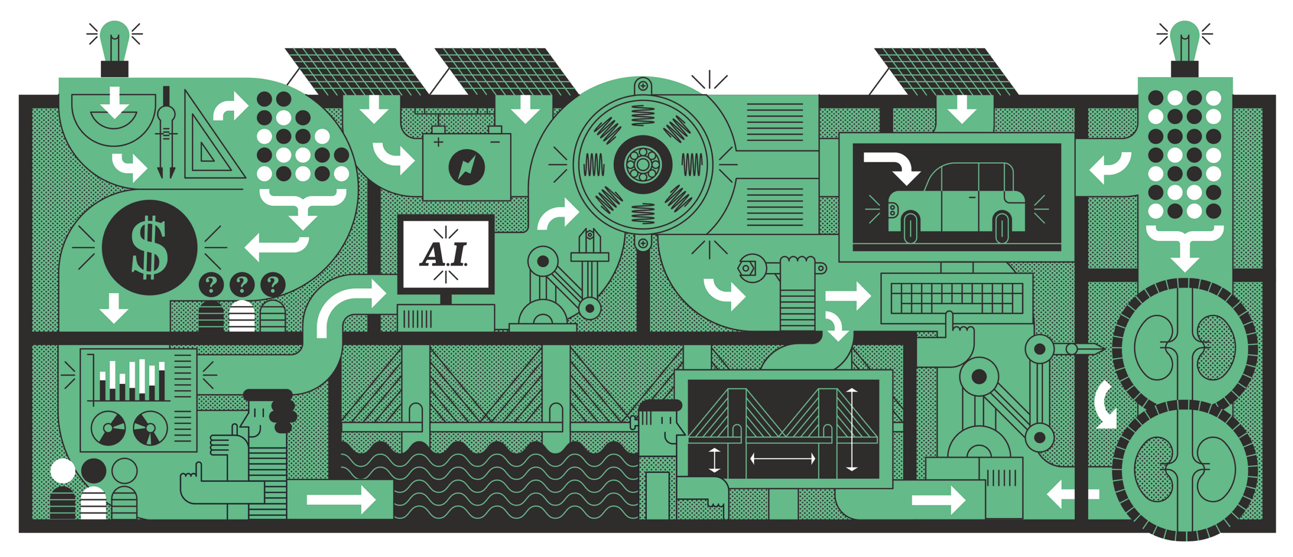 Design Ideas character design digital editorial folioart illustration infographic john devolle life cycle line manufacture monochrome vector