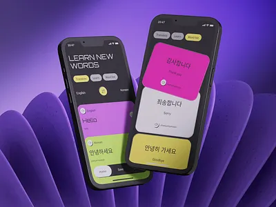 Learning New Words | Mobile App 3d application arnold cg cinema4d cloner design language learning mobile redshift render rozov translete ui visualisation wnbl