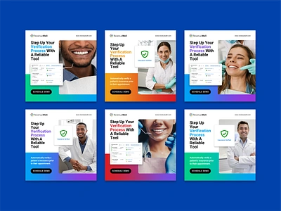 Insurance Verification Social Posts brand brand design branding color dentist design gradient graphic design layout design meta social social media typography