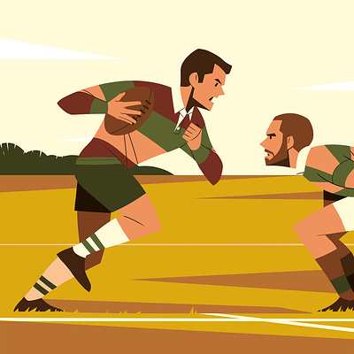 Rugby 2d cartoon character digital donghyun lim fashion flat folioart illustration men retro sport stylised