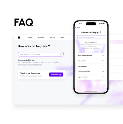 Frequently Asked Questions mobile product typography ui ux web