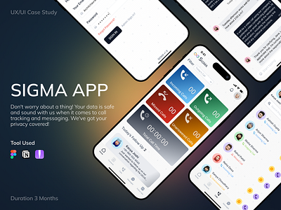 Sigma App adobe android app app design call calling case study dailyui design figma information architecture mobile notion product prototype tracking ui user research ux wireframe