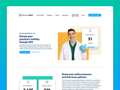 SEO Landing Page brand brand design branding dental dentist design figma graphic design iconography icons illustration landing page layout design logo marketing seo typography web web design web page
