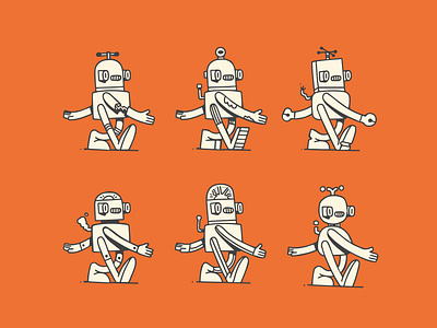 Robot Character Design ai character design illustration mascot robots vintage visual identity