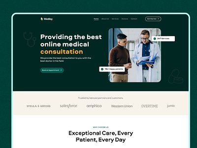 Medly - Medical Landing Page consultant consultation doctor appointment doctor landing page doctor website healthcare hospital landing page medical care medical landing page medical web design medical website online consutation pharmacy pharmacy website ui design web design website website design website landing page