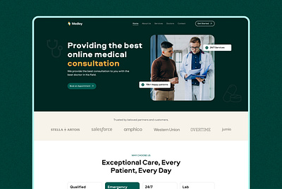 Medly - Medical Landing Page consultant consultation doctor appointment doctor landing page doctor website healthcare hospital landing page medical care medical landing page medical web design medical website online consutation pharmacy pharmacy website ui design web design website website design website landing page