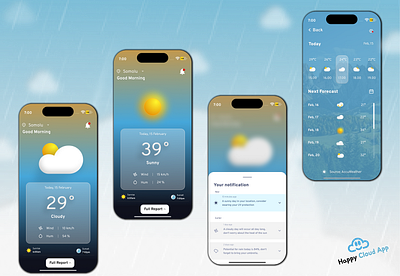 Happy Cloud Weather App app design ui desgin weather