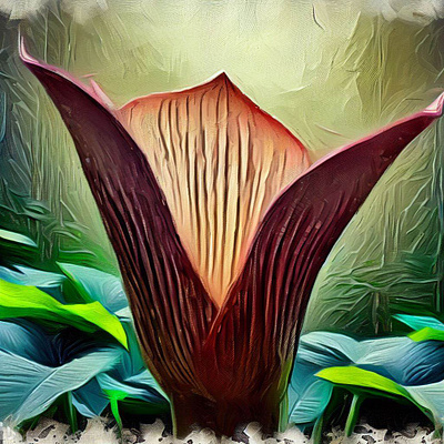 Amorphophallus titanum flower art flower illustration selvage