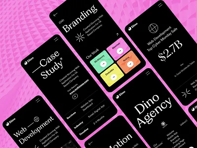 Mobile UI - Dark agency app ui black ui branding clean dark website design dstudio illustration mobile app mobile ui product design responsive typography ui ui ux user experience ux web app website