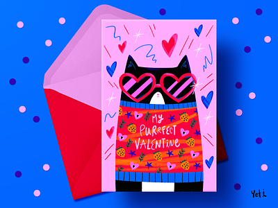 ❤️‍🔥My Purrfect Valentine🍓 card cat design greeting card heart illustration love mockup valentine valentines day