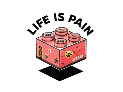 Life is Pain brick floating happy impulse happyimpulse illustration lego play playful pop art stickers toy