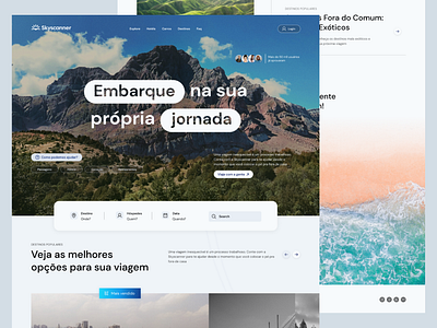 Skyscanner - website redesign avião beach design landing page minimal minimalistic plane praia redesign relax travel ui ux viagem