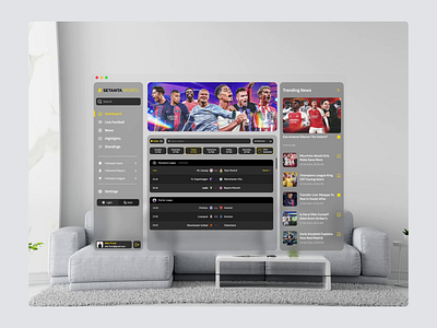 Football App concept for Apple Vision Pro animation apple vision pro branding graphic design motion graphics setanta sports ui uidesign uiux