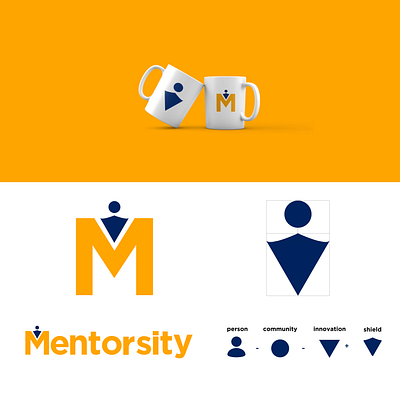 Mentorsity - Redefining the Ed tech logo art blue branding combinations community design edtech education effects graphic design illustration innovation logo mentor minimalism mug person shield students technology