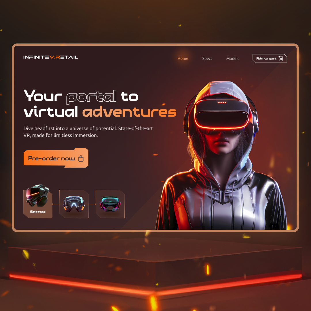 A futuristic VR headset Ecom web design futuristic sci fi ui ux web design website design