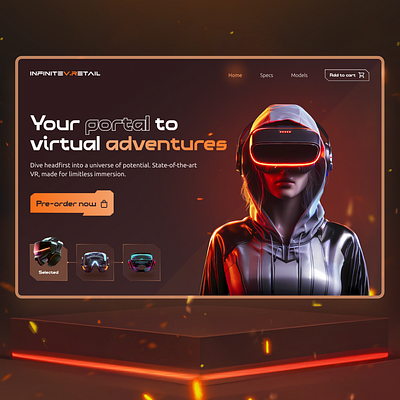 A futuristic VR headset Ecom web design futuristic sci fi ui ux web design website design