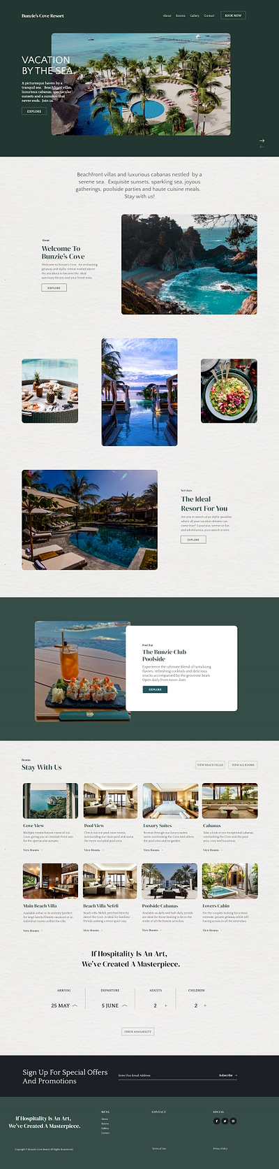 Bunzie's Cove figma landing page web design