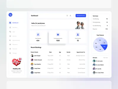 Hospital Dashboard UI/UX Design app clean colorful design doctor dribbble flat graphic graphic design graphics hospital hospital management landingpage minimal trendy ui ux web web design website