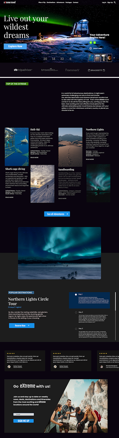 eXtreme travel figma landing page ui ux web design