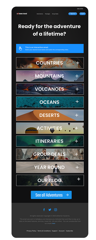 eXtreme travel email email design figma landing page ui ux web design