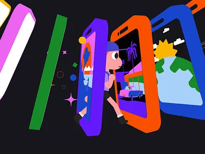 Phone portals animation art direction branding character graphic design illustration motion graphics