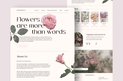 Flowers are more than words concept design figma landing site ui ux website