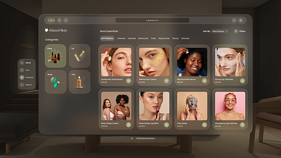 Vision Pro E-commerce Concept glassmorphism skincare ui ux vision pro visionos webdesign