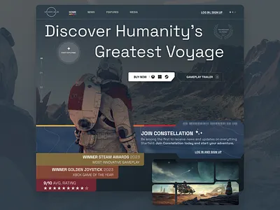 Starfield Game Website Design Concept branding dark design game gaming graphic design space starfield ui ux web design website